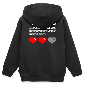 Les jeux vidéo ont gâché ma vie - Sweat Premium à capuche zippé enfant bio - noir - Dos - AI Model Kid Male (0cm)