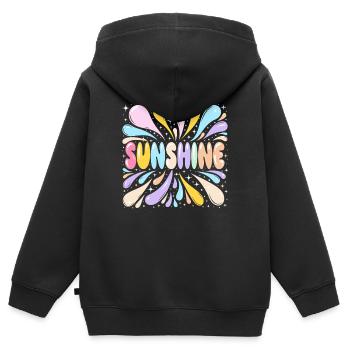 Éclat Soleil Pastel Rétro - Sweat Premium à capuche zippé enfant bio - noir - Dos - AI Model Kid Male (0cm)