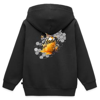 Honey jar with bee pattern - Kids Premium Organic Zip-up Hoodie - black - Back - AI Model Kid Male (0cm)