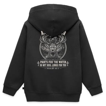En tant que Cerf - Sweat Premium à capuche zippé enfant bio - noir - Dos - AI Model Kid Male (0cm)