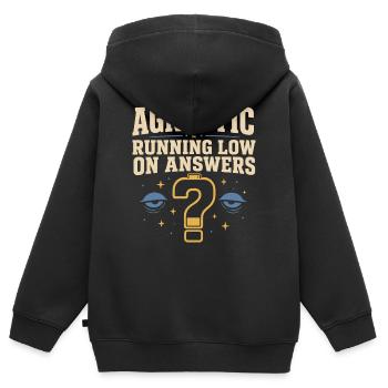 Agnostisch, Aber Müde Lustiges Agnostiker-geschenk - Kinder Premium Organic Zip Hoodie - Schwarz - Hinten - AI Model Kid Male (0cm)