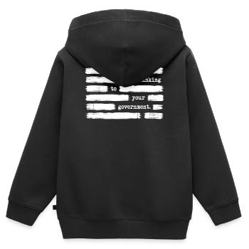 Überlass das Denken deiner Regierung – regierungsf - Kinder Premium Organic Zip Hoodie - Schwarz - Hinten - AI Model Kid Male (0cm)