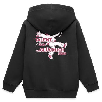KEIN TALENT ZUM UNGLÜCKLICH SEIN Mädchen rosa - Kinder Premium Organic Zip Hoodie - Schwarz - Hinten - AI Model Kid Male (0cm)