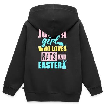 Einfach ein Mädchen, das Ratten und Ostern liebt - Kinder Premium Organic Zip Hoodie - Schwarz - Hinten - AI Model Kid Male (0cm)