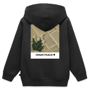Paix intérieure - Sweat Premium à capuche zippé enfant bio - noir - Dos - AI Model Kid Male (0cm)