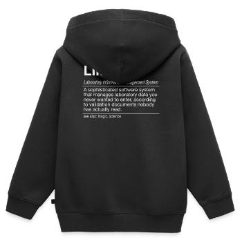 LIMS Laboratory Information Management Laborhumor - Kinder Premium Organic Zip Hoodie - Schwarz - Hinten - AI Model Kid Male (0cm)