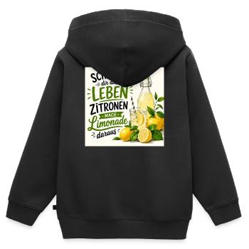 Zitronen  - Kinder Premium Organic Zip Hoodie - Schwarz - Hinten - AI Model Kid Male (0cm)