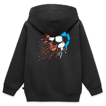 Explosion de ballon avec l’équipe de France en Coupe du Monde - Sweat Premium à capuche zippé enfant bio - noir - Dos - AI Model Kid Male (0cm)