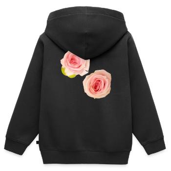 Isolated_Soft_Pink_Rose_Buds_Macro_Photography - Sweat Premium à capuche zippé enfant bio - noir - Dos - AI Model Kid Male (0cm)