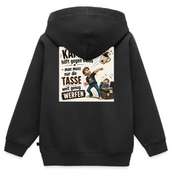 Kaffee - Kinder Premium Organic Zip Hoodie - Schwarz - Hinten - AI Model Kid Male (0cm)