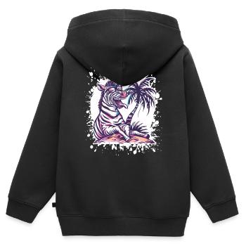 Zebra Summer Comic - Kinder Premium zip hoodie biologisch - zwart - Achter - AI Model Kid Male (0cm)