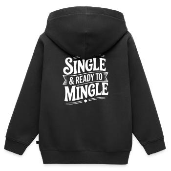 Célibataire et prêt à socialiser - Sweat Premium à capuche zippé enfant bio - noir - Dos - AI Model Kid Male (0cm)