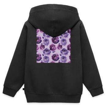 Lavendelrosen: violettes Motiv - Kinder Premium Organic Zip Hoodie - Schwarz - Hinten - AI Model Kid Male (0cm)