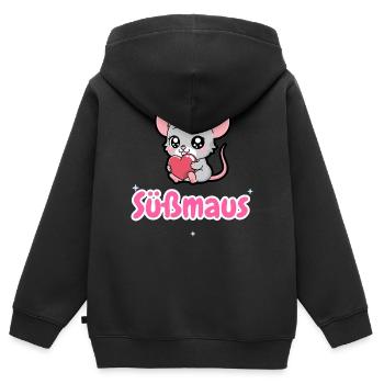 Süßmaus süßer Kosename Maus Liebe Geschenk Spruch - Kinder Premium Organic Zip Hoodie - Schwarz - Hinten - AI Model Kid Male (0cm)