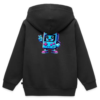 T-shirt Contrôleur de jeu rétro années 80 - Sweat Premium à capuche zippé enfant bio - noir - Dos - AI Model Kid Male (0cm)