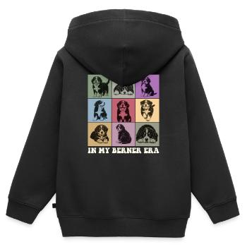 In meiner Berner-Ära Berner Sennenhund-Mutter - Kinder Premium Organic Zip Hoodie - Schwarz - Hinten - AI Model Kid Male (0cm)