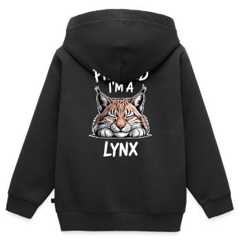 Lynx Dictions Lynx Drôle de cadeau de lynx - Sweat Premium à capuche zippé enfant bio - noir - Dos - AI Model Kid Male (0cm)