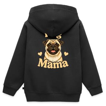 Conception du cœur de Pug Mama - Sweat Premium à capuche zippé enfant bio - noir - Dos - AI Model Kid Male (0cm)