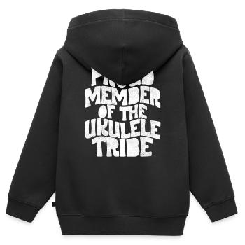 Proud Member of the Ukulele Tribe - weiss - Kinder Premium Organic Zip Hoodie - Schwarz - Hinten - AI Model Kid Male (0cm)