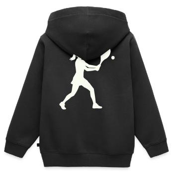 Silhouette du joueur de tennis - Sweat Premium à capuche zippé enfant bio - noir - Dos - AI Model Kid Male (0cm)