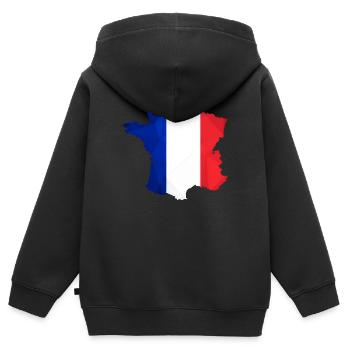 France Map Football Summer Graphic Tricolore - Kids Premium Organic Zip-up Hoodie - black - Back - AI Model Kid Male (0cm)
