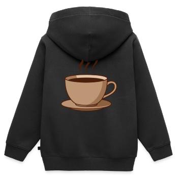 Cadeau de tasse de café - Sweat Premium à capuche zippé enfant bio - noir - Dos - AI Model Kid Male (0cm)