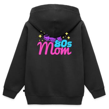 Maman des années 80 - Sweat Premium à capuche zippé enfant bio - noir - Dos - AI Model Kid Male (0cm)