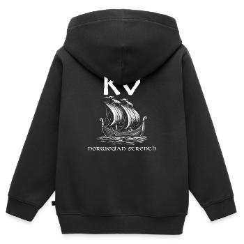 Maillot du jour du match des Vikings, supporter de football norvégien Gesch - Sweat Premium à capuche zippé enfant bio - noir - Dos - AI Model Kid Male (0cm)