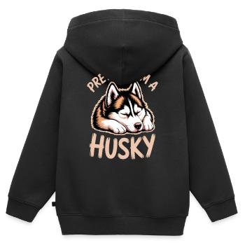 Paroles Husky, Cadeau Husky Drôle Husky - Sweat Premium à capuche zippé enfant bio - noir - Dos - AI Model Kid Male (0cm)