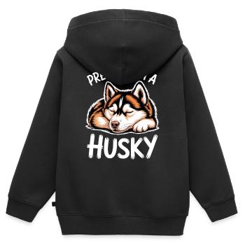 Paroles Husky, Cadeau Husky Drôle Husky - Sweat Premium à capuche zippé enfant bio - noir - Dos - AI Model Kid Male (0cm)