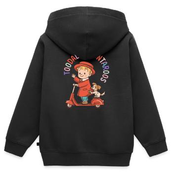 Petit motard sur scooter rouge Todaloo Cuntaroos - Sweat Premium à capuche zippé enfant bio - noir - Dos - AI Model Kid Male (0cm)
