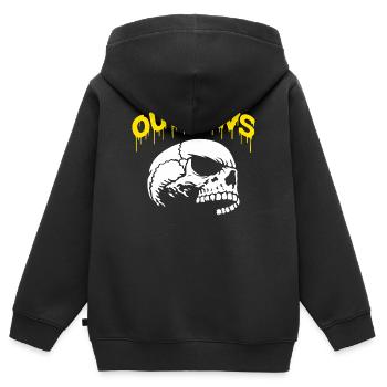 Outlaws Skulls Drip Graphic - Kids Premium Organic Zip-up Hoodie - black - Back - AI Model Kid Male (0cm)