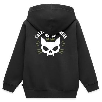 CatZilla Skull with Flowers - Kids Premium Organic Zip-up Hoodie - black - Back - AI Model Kid Male (0cm)