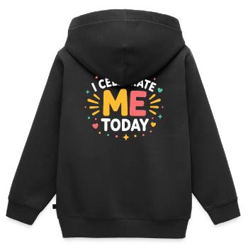 Célébrez-moi aujourd’hui - Sweat Premium à capuche zippé enfant bio - noir - Dos - AI Model Kid Male (0cm)