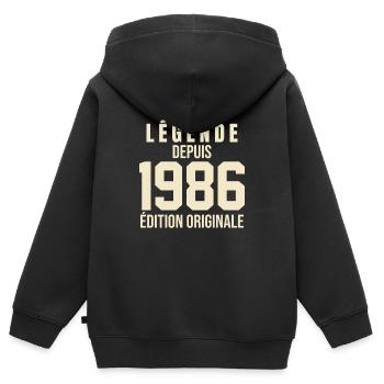 Légende Depuis 1986 - Édition Originale - Sweat Premium à capuche zippé enfant bio - noir - Dos - AI Model Kid Male (0cm)