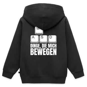 WASD Dinge Die Mich Bewegen - Kinder Premium Organic Zip Hoodie - Schwarz - Hinten - AI Model Kid Male (0cm)