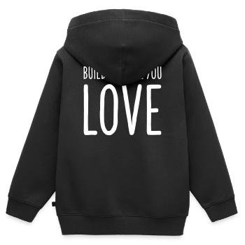Construis la vie que tu aimes – Motivational Te - Sweat Premium à capuche zippé enfant bio - noir - Dos - AI Model Kid Male (0cm)