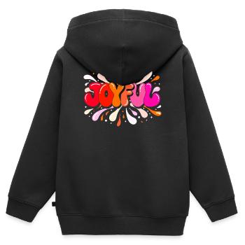 Fröhliche, bunte Glitzer-Blasenbuchstaben - Kinder Premium Organic Zip Hoodie - Schwarz - Hinten - AI Model Kid Male (0cm)