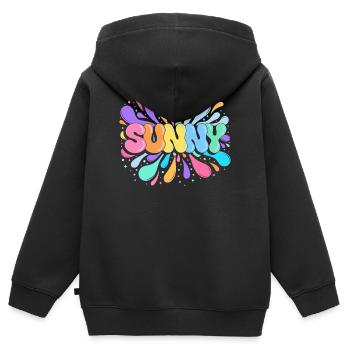 Sunny PopArt Multicolor - Kinder Premium Organic Zip Hoodie - Schwarz - Hinten - AI Model Kid Male (0cm)