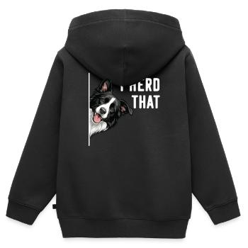 Ich hüte diesen Border Collie Schäferhund Wortspiel - Kinder Premium Organic Zip Hoodie - Schwarz - Hinten - AI Model Kid Male (0cm)
