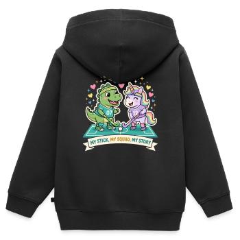 Dino Unicorn Hockey Squad - Kids Premium Organic Zip-up Hoodie - black - Back - AI Model Kid Male (0cm)