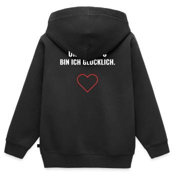 Unter 20°C bin ich glücklich. - Kinder Premium Organic Zip Hoodie - Schwarz - Hinten - AI Model Kid Male (0cm)