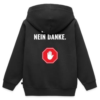 Hitze? Nein danke. - Kinder Premium Organic Zip Hoodie - Schwarz - Hinten - AI Model Kid Male (0cm)