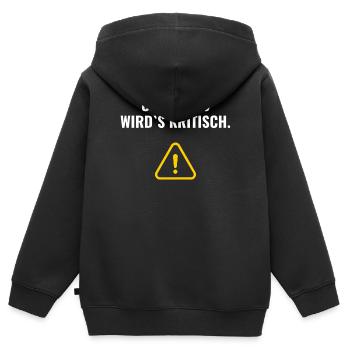 Über 25°C wird's kritisch. - Kinder Premium Organic Zip Hoodie - Schwarz - Hinten - AI Model Kid Male (0cm)