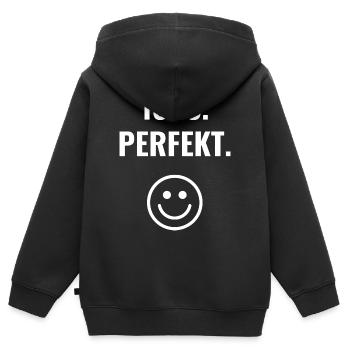 18°C. Perfekt. - Kinder Premium Organic Zip Hoodie - Schwarz - Hinten - AI Model Kid Male (0cm)
