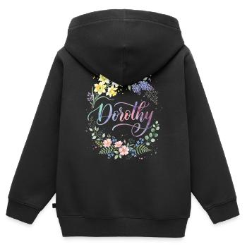 Peinture à l’aquarelle de la couronne de fleurs de Dorothy - Sweat Premium à capuche zippé enfant bio - noir - Dos - AI Model Kid Male (0cm)