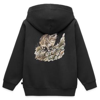 Drawing sketch of a rock hyrax - Kids Premium Organic Zip-up Hoodie - black - Back - AI Model Kid Male (0cm)