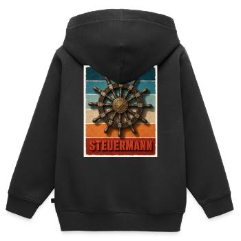 Steuermann mit dem Schiff Steuerrad Schiff Kapitän - Kinder Premium Organic Zip Hoodie - Schwarz - Hinten - AI Model Kid Male (0cm)