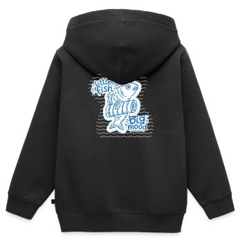 Petit Poisson Gribouillage Grandeur - Sweat Premium à capuche zippé enfant bio - noir - Dos - AI Model Kid Male (0cm)
