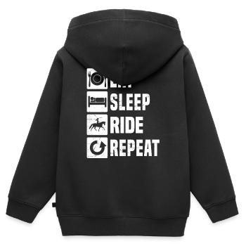 Idée cadeau pour l’équitation de dressage pour le cavalier de dressage - Sweat Premium à capuche zippé enfant bio - noir - Dos - AI Model Kid Male (0cm)